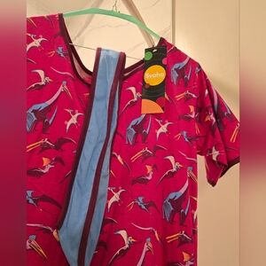 Svaha Dinosaur Print Dress - Red and Blue